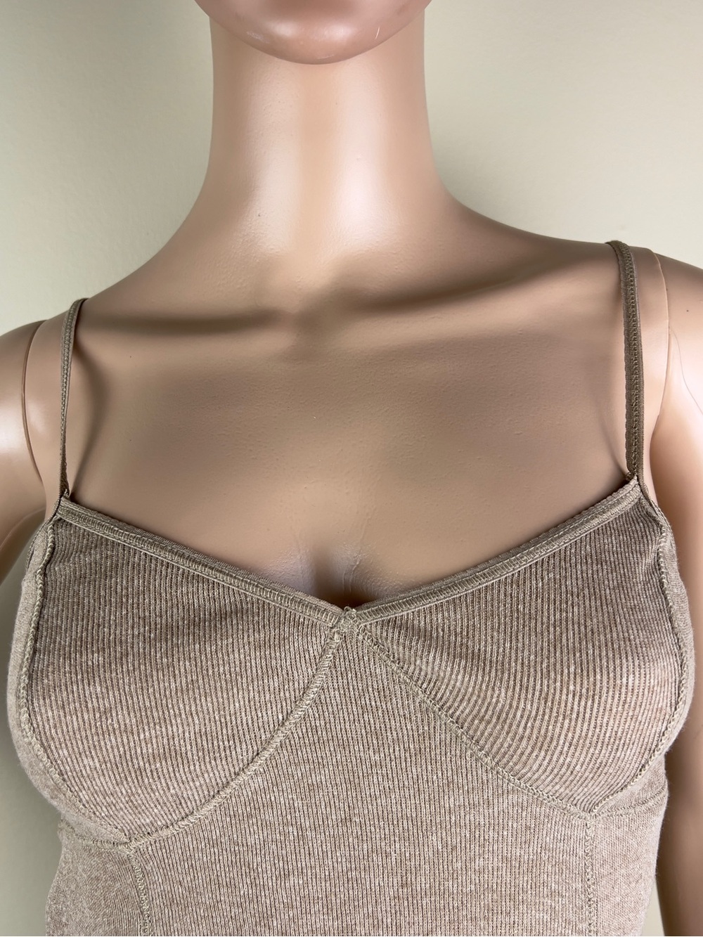 NEW ZARA BEIGE COTTON BLEND TANK TOP - Picture 3 of 7